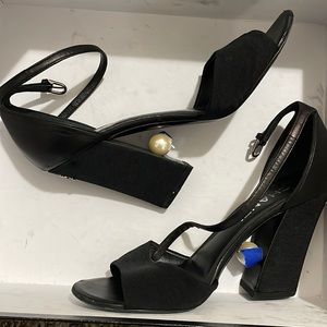Authentic Chanel open toe heels